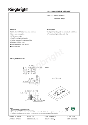 rscomponents电工电料发光二极管kphcmd2012seck使用说明